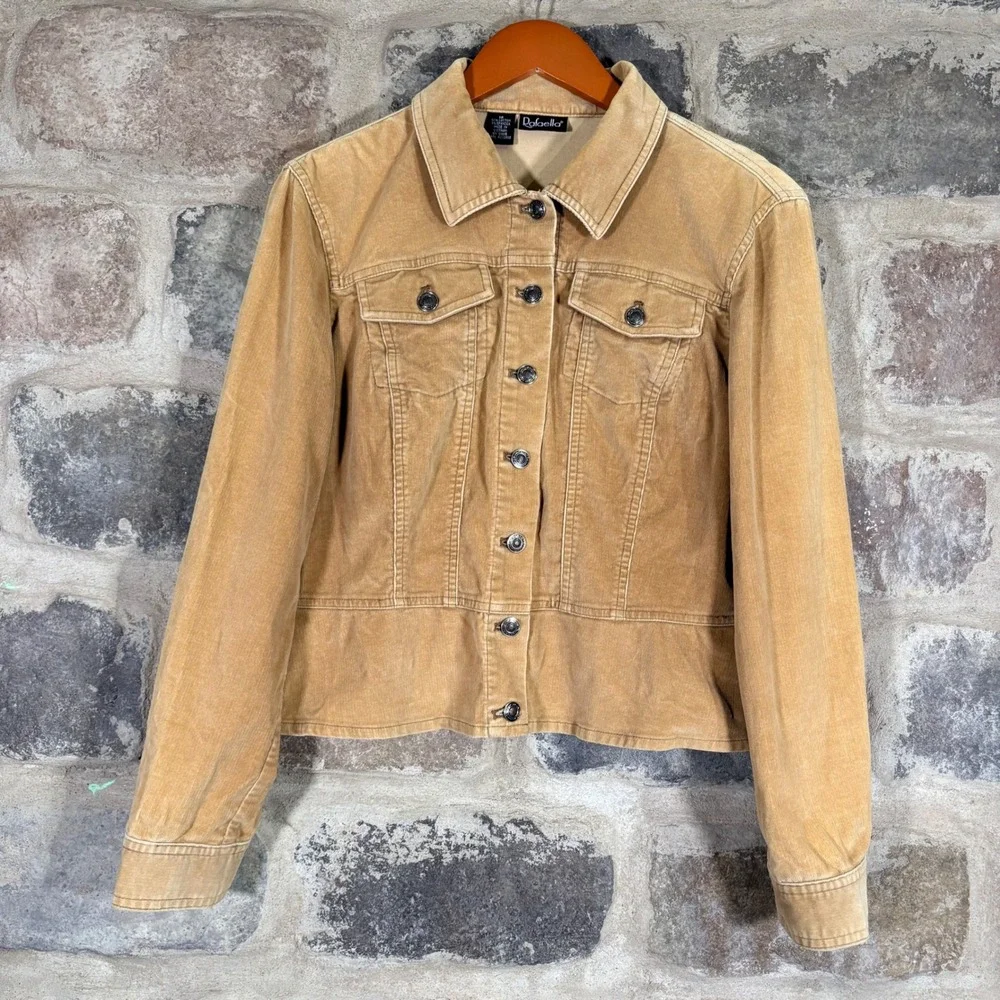Rafaella Women's Tan Corduroy Jacket Size 14 Button Front Long Sleeve Casual - Picture 1 of 11